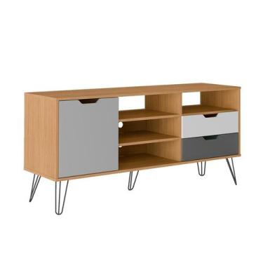 Imagem de Rack Estocolmo Carvalho e Cinza 140 cm - Artely