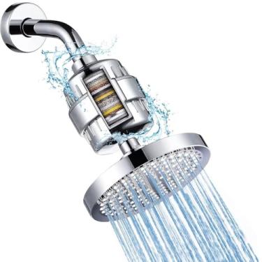 Imagem de Elyblo Chuveiro com Filtro, Filtro de Chuveiro de Alta Pressão de 6 Polegadas, Chuveiro com Filtro e Bico Anti-Entupimento, Chuveiro com Filtro Removível Embutido