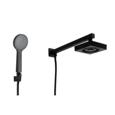 Imagem de Ducha Black Autolimpante em ABS Quadrado com Ducha de Mão