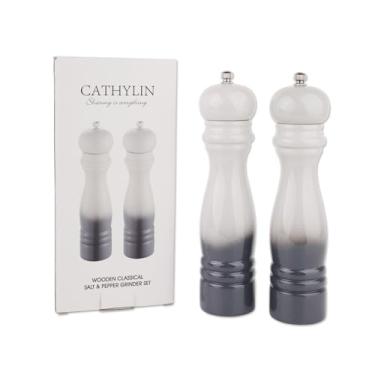 Imagem de Conjunto de moedor de sal e pimenta, 20 cm, design clássico gradiente rosa/cinza, 2 peças (cinza)