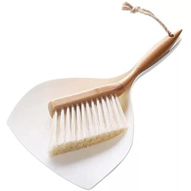 Imagem de Conjunto de vassoura pequena e pá de lixo, mini escova com cabo de bambu, vassoura de mão curta para casa, cozinha, escritório, animal de estimação, mesa, exterior (29 cm)