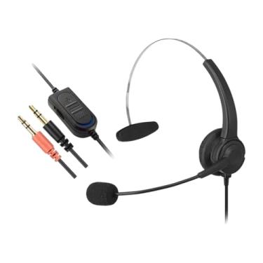 Imagem de BaotyJie Fone de ouvido com fio para telefone, monofone, fone de ouvido portátil para computador, de comercial para seguro, call center, PC, laptop, Ajuste Duplo de 3.5 Mm, Computador