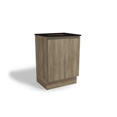 Imagem de Balcão de Cozinha c/ Tampo p/ Cooktop Maxxi G742 c/ 1 Porta 60cm Nogal/Preto - Kappesberg