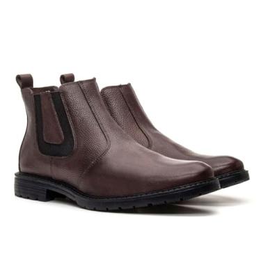 Imagem de Bota Botina Chelsea Couro Legitimo Masculina Macio Resistente Floater Café (Café, BR, Adulto, Numérico, 40)