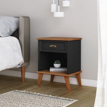 Imagem de Mesa De Cabeceira 1 Gaveta 1 Nicho Madeira Veneza Preto