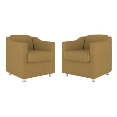 Imagem de Kit 02 Cadeiras Poltronas Decorativas Recepção Clinica Suede Cor:capuccino
