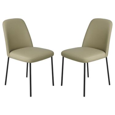 Imagem de Conjunto 2 Cadeiras Londres Couro Areia Metal Preto