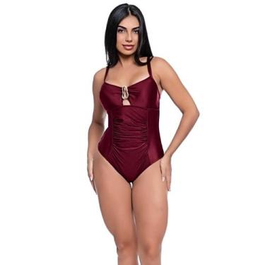 Imagem de Maiô Feminino Liso Com Metal Recorte Franzido Bojo e Forro - HYPE MODA