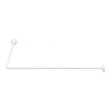 Imagem de Porta Cortina Banheiro Box Varão Tubo Curvo De Aço em L