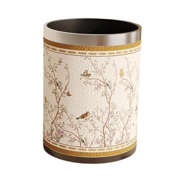 Imagem de Ioensy Lixeira de couro PU, acessório para lata de lixo de grande capacidade, lixeira de luxo para cozinha, para banheiro, escritório e casa, Style F