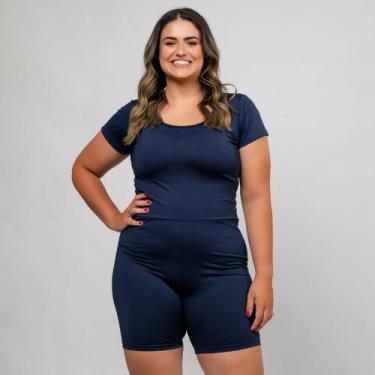 Imagem de Maiô Feminino Plus Size Macaquinho UV50+ Hidroginástica Natação Piscin
