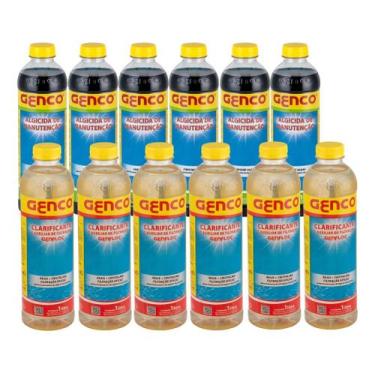 Imagem de Kit 6 Algicida De Manutenção 6 Clarificante Genfloc Genco 1l