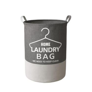 Imagem de Cesto Organizador Roupa Suja Dobrável Multiuso 25 Litros - Cinza e Branco