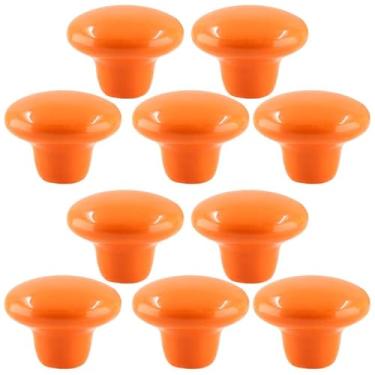 Imagem de Auvotuis 10 puxadores de cerâmica para armário, 38 mm laranja bonito puxadores de gaveta puxadores redondos puxadores de cômoda com parafusos para armário, guarda-roupa, cozinha, quarto, porta, quarto infantil