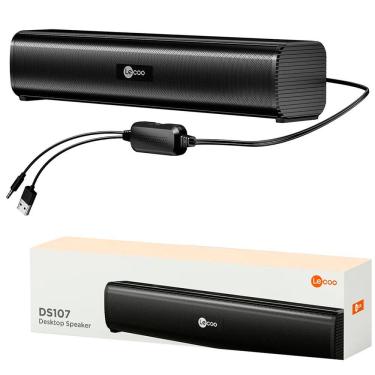 Imagem de SoundBar Lecoo 2.0 Conexão P2, Alimentação USB Drive, Dois Alto Falantes, 6W, Lecoo DS107 - Preto