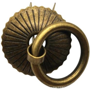 Imagem de YJIUYUANQ Puxadores de anel de gota de bronze antigo - Puxadores circulares ornamentados para vasilhas de chá, armários e gavetas, pacote com 10 (G)