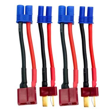 Imagem de 2 pares de conectores T para EC2 adaptador RC macho fêmea para drone RC FPV carro Lipo NiMH carregador de bateria ESC (EC2 para plugue T (com fio))