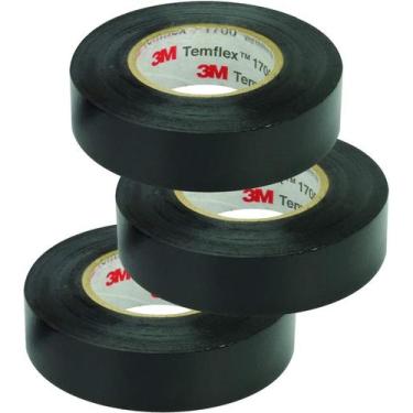Imagem de Fita isolante 3M Temflex 1700 19 mm x 18 m preta (3 rolos)