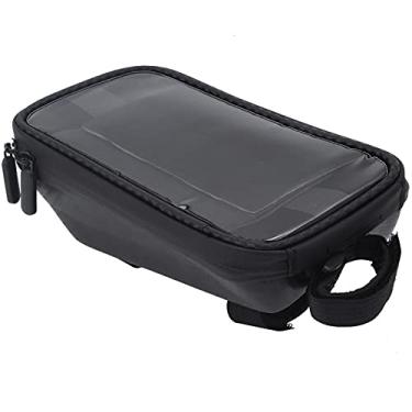 Imagem de Bicicleta do telefone móvel Hard Case Mountain Bike Front Frame Multi Funcional Touchscreen Bag para ciclismo entusiastas EVA Carbono Grain Material TPU Film 7.4x3.9x3.0in