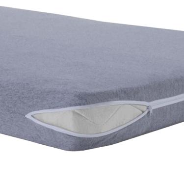 Imagem de Capa de Colchão Malha Grossa para Berço 100% Algodão Com Zíper (Cinza)