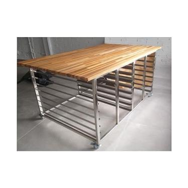 Imagem de Tábua Para Cortar, Tampo de Bancada Para Expor Alimentos, Balcão Para Sovar Massas E Manipular Alimentos, Atóxica, De Madeira Teca, Acabamento Com Óleo Mineral E Cera de Abelha, Tamanho 80x50x3cm
