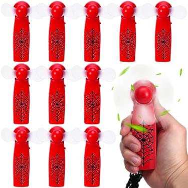 Imagem de Retisee 12 pacotes de mini ventiladores portáteis lembrancinhas de festa teia de aranha desenhos animados de prensa portátil ventiladores de resfriamento para aniversário, verão, piscina, festa