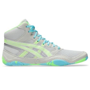 Imagem de ASICS Tênis de luta livre masculino Snapdown 4, Cinza glaciar/Lime Burst, 39
