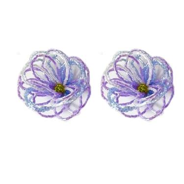 Imagem de Magicaldiy Grânulos de flor azul roxo gradiente feito à mão para brincos de contas faça você mesmo, acessórios de flores com contas de semente de vidro para broche, colar, pulseiras, artesanato