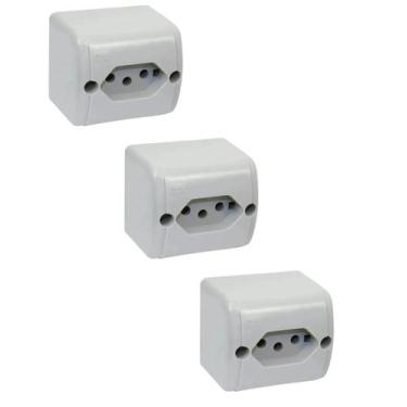 Imagem de 3 Tomada Sobrepor 2p+t 250V 10A Cinza Silentoque Pial