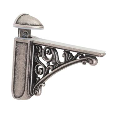 Imagem de WeiLaiKeQi Suporte de prateleira de madeira e vidro, suporte de parede, decorativo, de parede de hardware resistente ajustável para cozinha e sala de estar, Prata Antiga