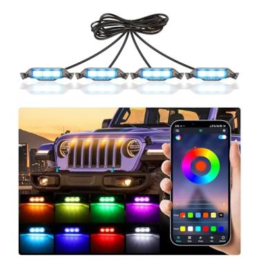 Imagem de Luzes de churrasqueira para Jeep Wrangler JL JLU Grade de para-choque dianteiro LED acessórios de lâmpada marcador de corrida (RGB, 2018-2023)