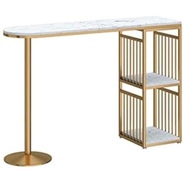 Imagem de Mesa De Bar Mesa De Café Da Manhã Pequena Mesa De Bar E Cadeira Armário De Vinho De Casa Varanda Alta Sala De Estar Armário Divisório De Cozinha Mesa De Jantar Estreita, Gold, 140x40x100cm