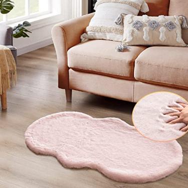 Imagem de ORINOVA Tapetes peludos laváveis rosa felpudo para sala de estar pele de coelho falso tapete de berçário para quarto 2x4 tapete de corredor