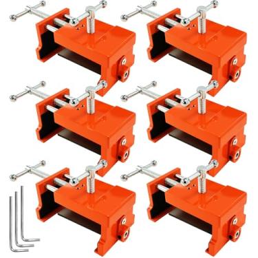 Imagem de Pacote com 6 braçadeiras de armário para marcenaria e instalação de gabinete, grampos de moldura de rosto resistentes com placa de alinhamento, perfeitos para frentes de gavetas, painéis e instalação