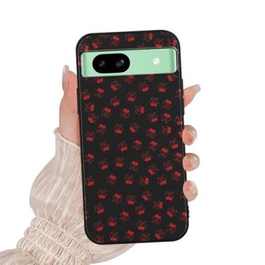 Imagem de Zrutru Capa de telefone fofa com laço de cereja para Google Pixel 8A de 6,1 polegadas, estampa de laço de cereja kawaii, design estético, capas de silicone macio TPU fino à prova de choque capa de