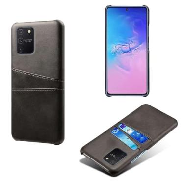 Imagem de Capas Compatível com Samsung Galaxy M80s,Caso de couro PU-Tampa de telefone a prova de choque com 2 slots de cartão,Proteção anti-impressão digital e anti-gota-Black