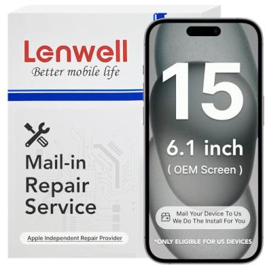 Imagem de Lenwell Serviço de reparo com tela original para iPhone 15 15.5 cm tela LCD digitalizador montagem sensível ao toque com serviço de instalação por correio