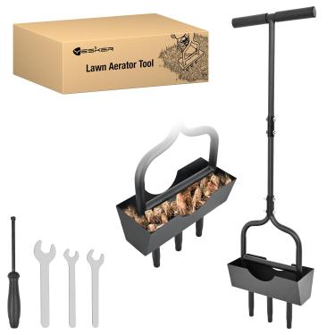 Imagem de Yesker Ferramenta de núcleo de aerador de gramado com bandeja de núcleo de solo, aerador manual de plugue de jardim de 99 cm para aeração de grama, aerador de quintal e ferramenta de limpeza para solo