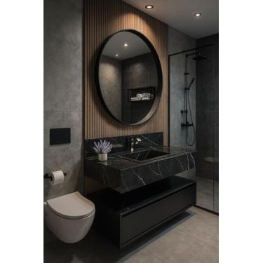 Imagem de Bancada em Porcelanato para Banheiro Completa Alto Padrão 100cm Com Cu