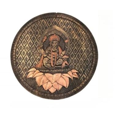 Imagem de Estátua Grande Decorativa da Deusa Ganesha Símbolo de Sorte e Fortuna com Mandala Dourada(Mandala)