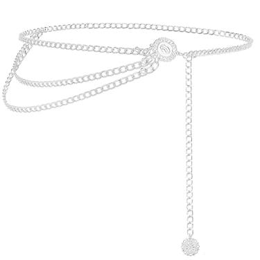 Imagem de AMYGEM Corrente de cintura de metal multicamadas para mulheres, cinto feminino ajustável, joia de barriga para vestidos, calças jeans, Large(130 cm / 51.2 in), Metal não precioso, Sem pedras preciosas