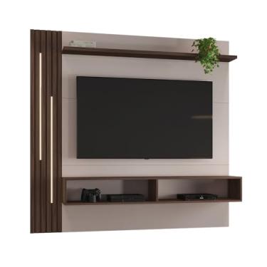 Imagem de Painel Mdp e Mdf Ripado para Tv de até 65 polegadas Off e Café