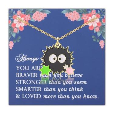 Imagem de LQRI Colar com tema de anime japonês com tema de fuligem Sprite presente para amantes de filmes de desenho animado Mercadoria inspirada em anime, Small, Aço inoxidável, aço inoxidável