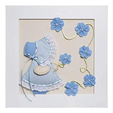 Imagem de Potinho de Mel Quadro Decorativo Camponesa Flores Quarto Bebê Infantil Menina Azul