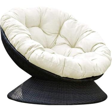 Imagem de Cadeira Redonda Papasan Para Interior E Exterior Cadeira Em Forma De Tigela De Algodão Fofo Cadeira De Lua Grossa Cadeira Suspensa Confortável Redes Swing, Black, 100cm