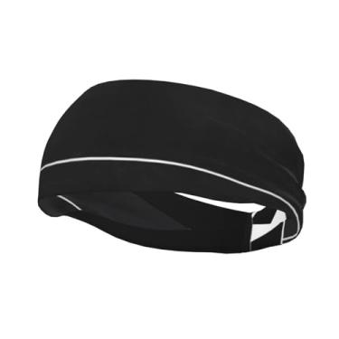 Imagem de Bandanas de corrida para homens mulheres clássico filme ripa preto faixas de suor esportivas absorção de umidade moda lenço de cabeça atlético faixa de cabelo elástica para tênis, basquete, corrida