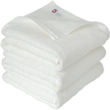 Imagem de Imabari Towel Toalha de banho natural certificada 3 folhas 100% algodão feito no Japão 65 x 120 cm branco com manual e adesivo em inglês original