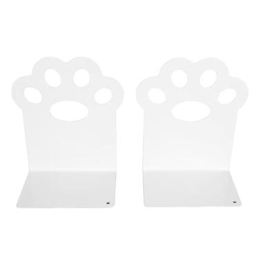 Imagem de Metal Bookends Livros de desenho animado Claw Claw Organizador decorativo Sturdy Hovery Steel Book Ends para o escritório da biblioteca escolar de escritório conjunto de 2 (Branco)