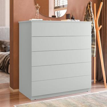 Imagem de Cômoda para Quarto com 5 Gavetas 86,8cm X 91,5cm Compacta Cinza