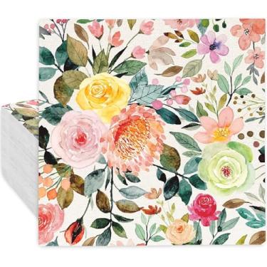 Imagem de AnyDesign Guardanapo de Papel Floral Aquarela Flor Rosa Descartável Guardanapo de Almoço Sobremesa Jantar Guardanapo de Mão para Primavera Casamento Chá de Bebê